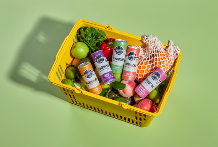 Variety of Remedy Cans in a Grocery Basket